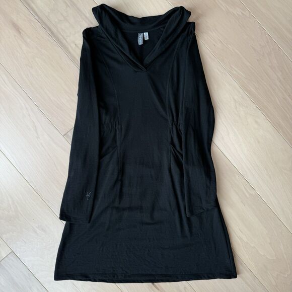 Ibex Merino Wool Dress Women's XS Black Made in USA Casual Glam Utility - Picture 2 of 9